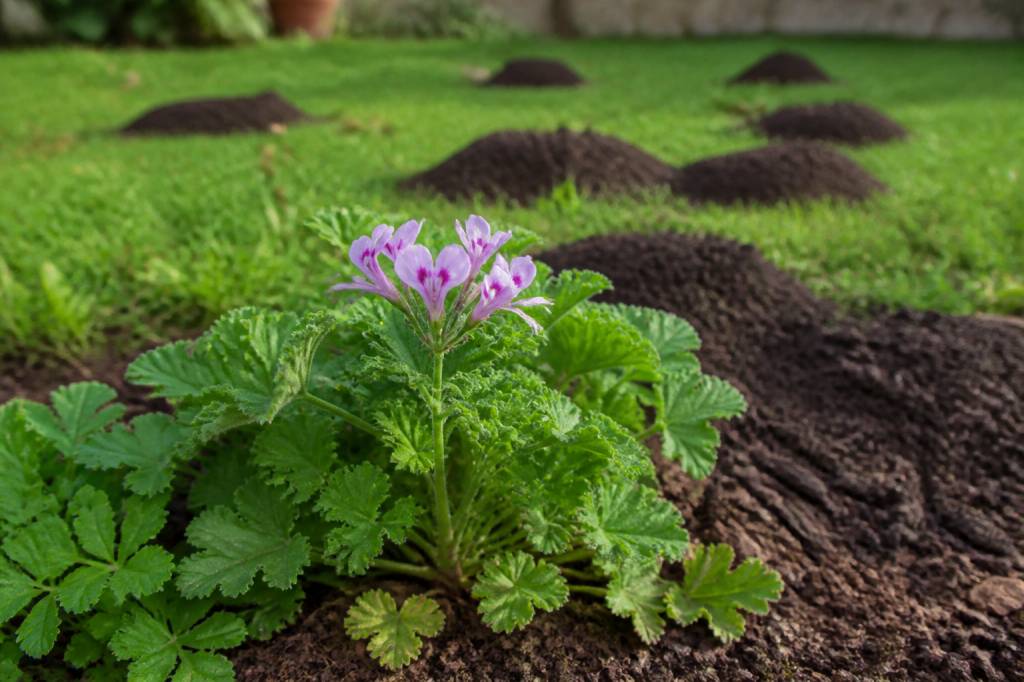 Géraniol plante contre les taupes dans le Rhône